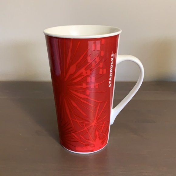Starbucks Tall Red Dandelion Mugs - Set of 2 - Picture 2 of 11